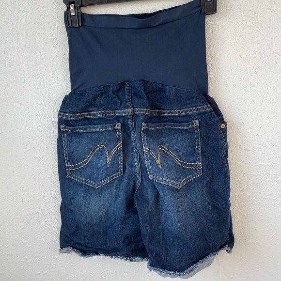 Indigo Blue Strrtch Maternity Jean Shorts XS EUC - Picture 3 of 6